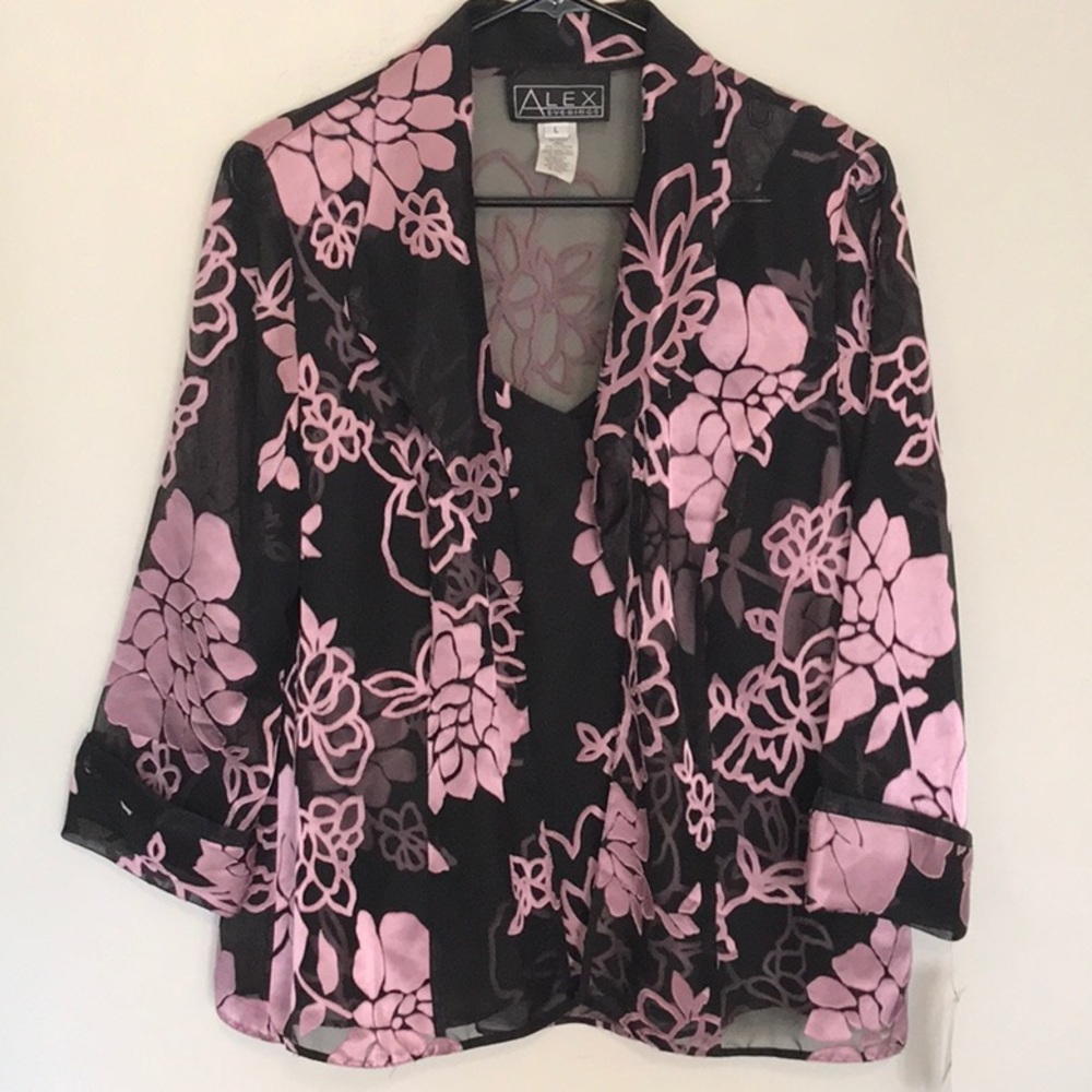 NWT!  2 piece jacket and top by Alex. Navy/pink
